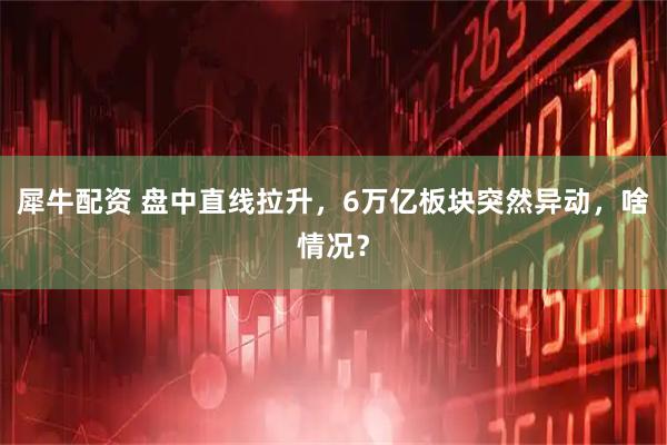 犀牛配资 盘中直线拉升，6万亿板块突然异动，啥情况？